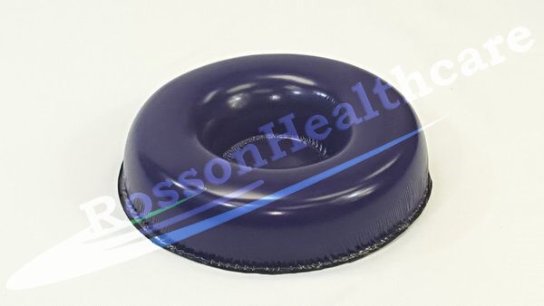 A blue plastic bowl with the words Head Donuts healthcare on it.