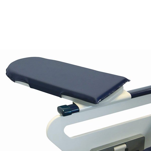 A close up of the arm rest on a medical bed