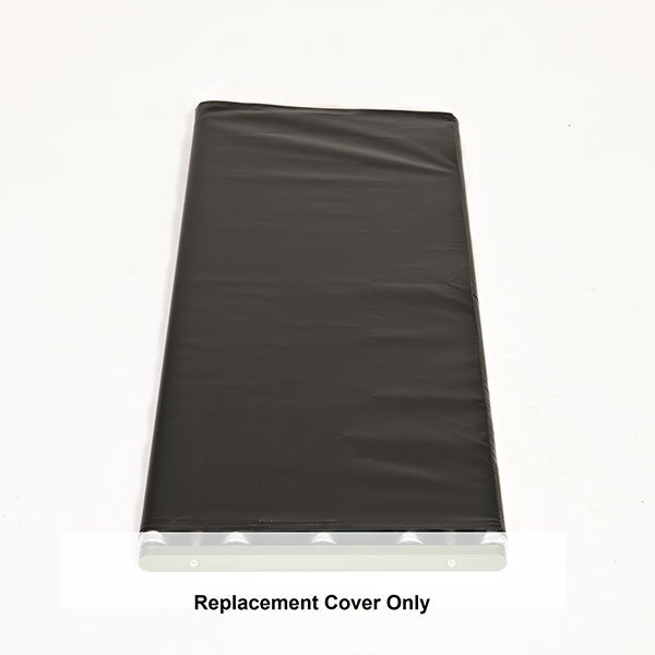 A black cover that is on top of a table.
