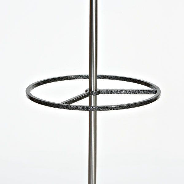 A metal pole with a ring on top of it.