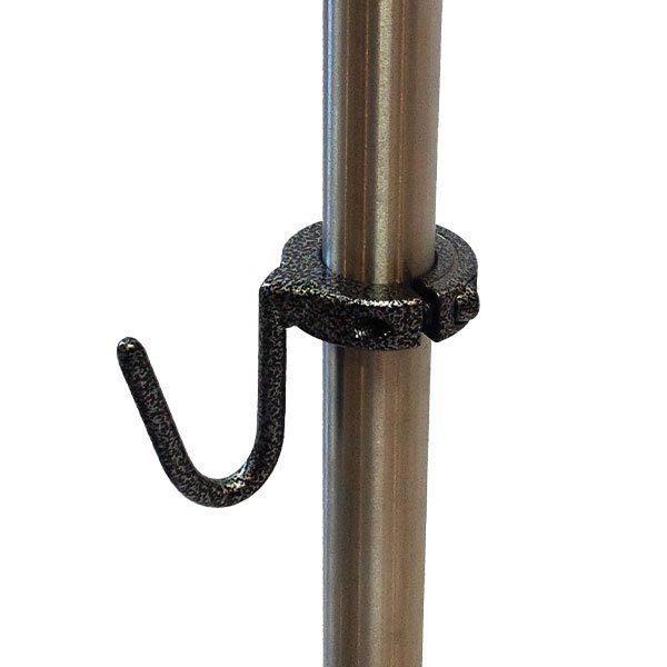A metal pole with a hook on top of it.