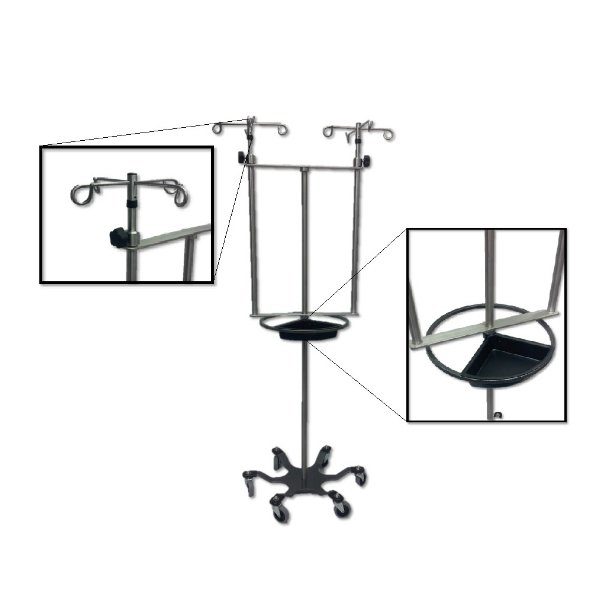 A picture of the different parts of a medical stand.