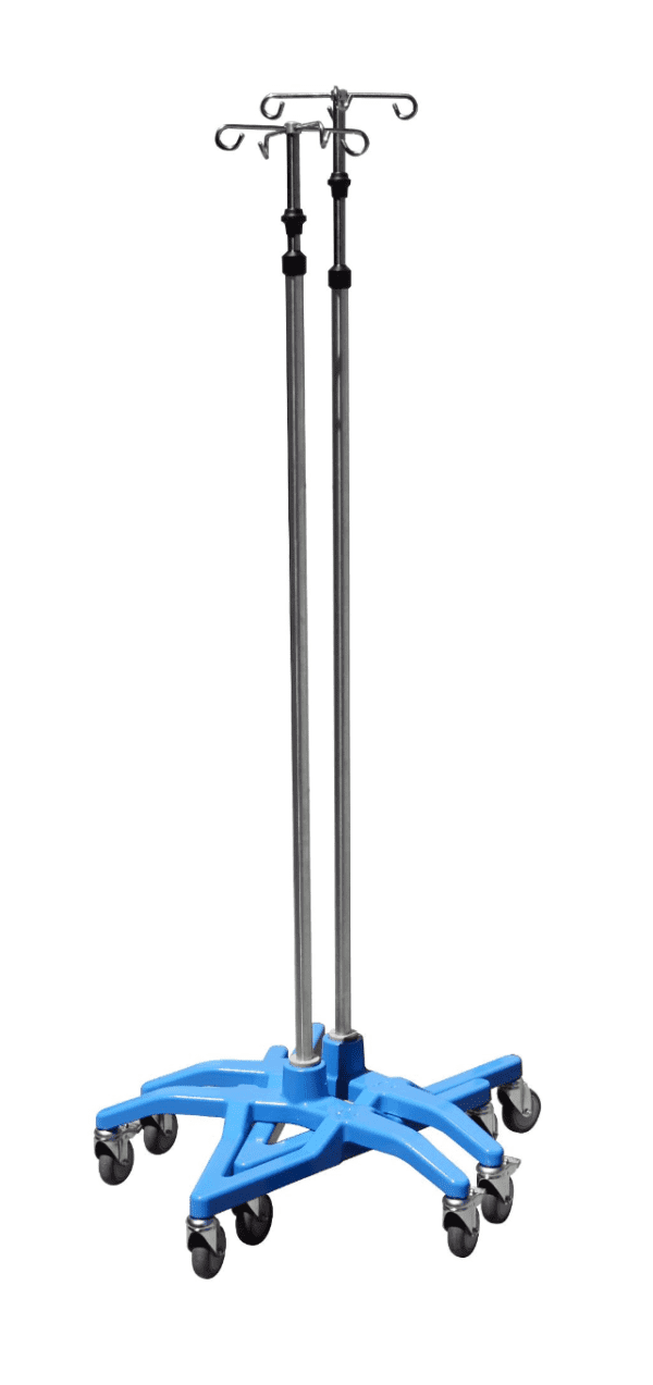 A pair of metal poles with one pole bent to the side.