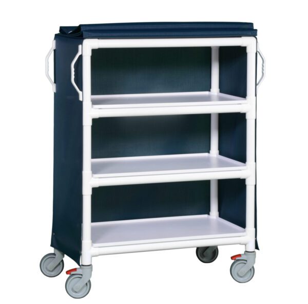 A cart with four shelves and a cover.