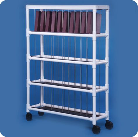 A rack with many racks of papers on it.