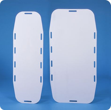 A pair of white boards on top of blue background.