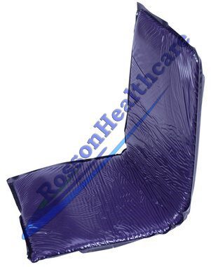 A purple chair with blue piping on the bottom.