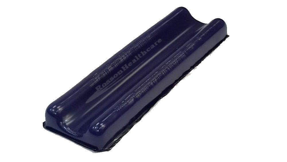 A blue plastic container with a black lid.