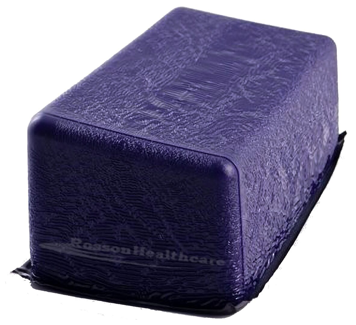 A purple box sitting on top of a white table.