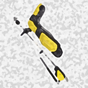 A yellow and black screwdriver is laying on the ground.