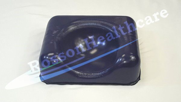A black plastic container with blue writing on it.