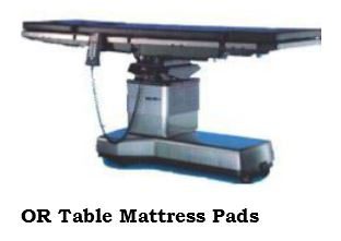 A table mattress pad is attached to the back of an operating room.