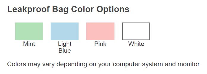 A computer screen showing three different color options.
