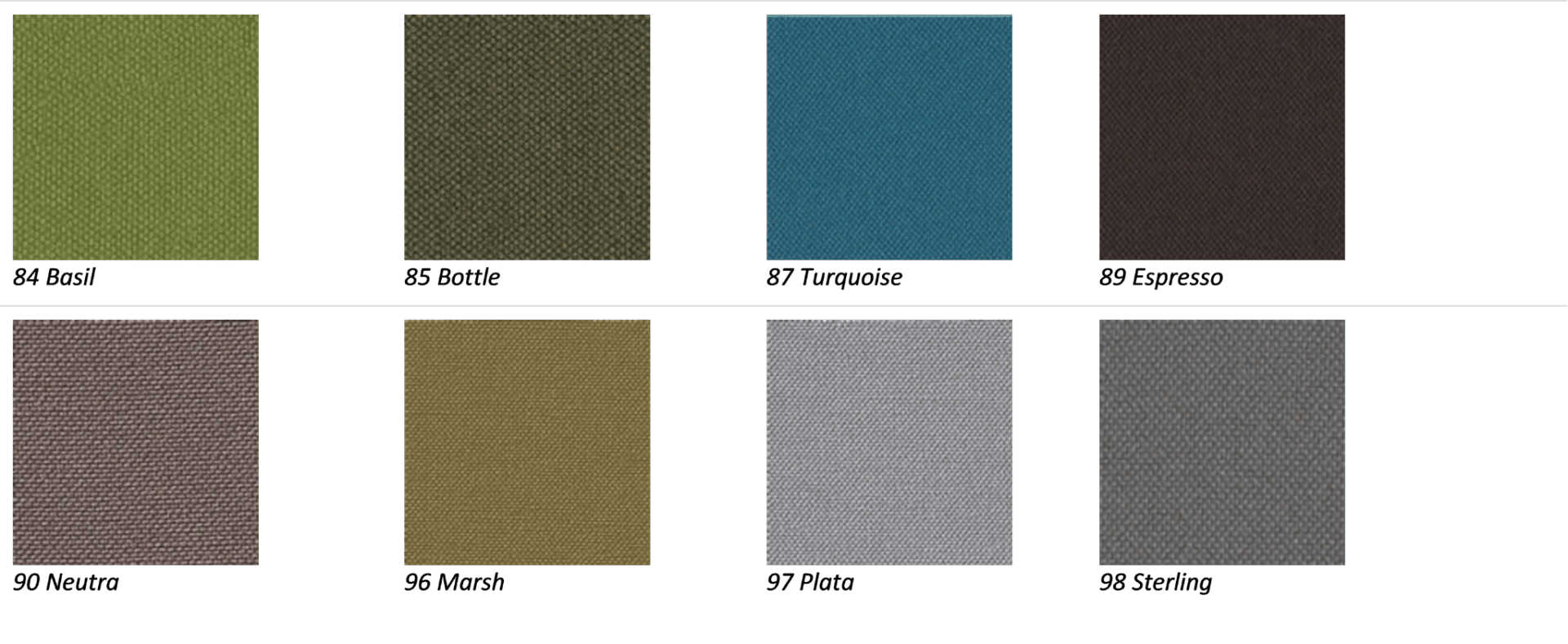 A series of different colors and textures on the same sheet.